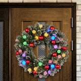 Christabelle 61cm Snowy Bristle Pre-Lit Multicolour Christmas Wreath