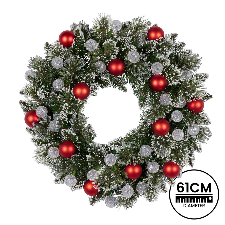Christabelle 61cm Snowy Bristle Pre-Lit Multicolour Christmas Wreath