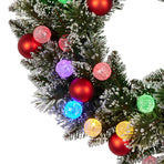 Christabelle 61cm Snowy Bristle Pre-Lit Multicolour Christmas Wreath