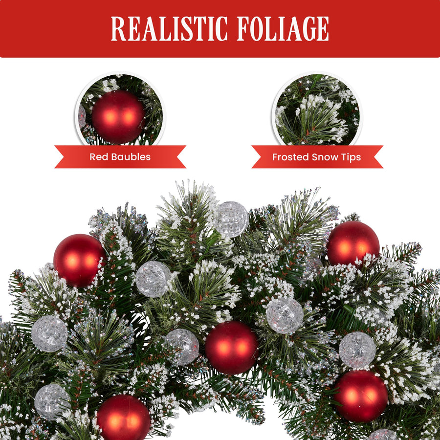 Christabelle 61cm Snowy Bristle Pre-Lit Multicolour Christmas Wreath