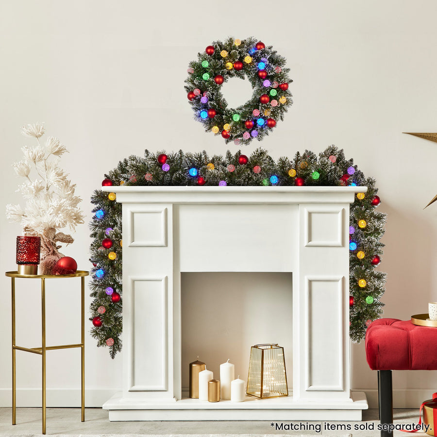 Christabelle 61cm Snowy Bristle Pre-Lit Multicolour Christmas Wreath