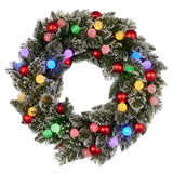 Christabelle 76cm Snowy Bristle Pre-Lit Multicolour Christmas Wreath