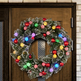 Christabelle 76cm Snowy Bristle Pre-Lit Multicolour Christmas Wreath - Extra Image