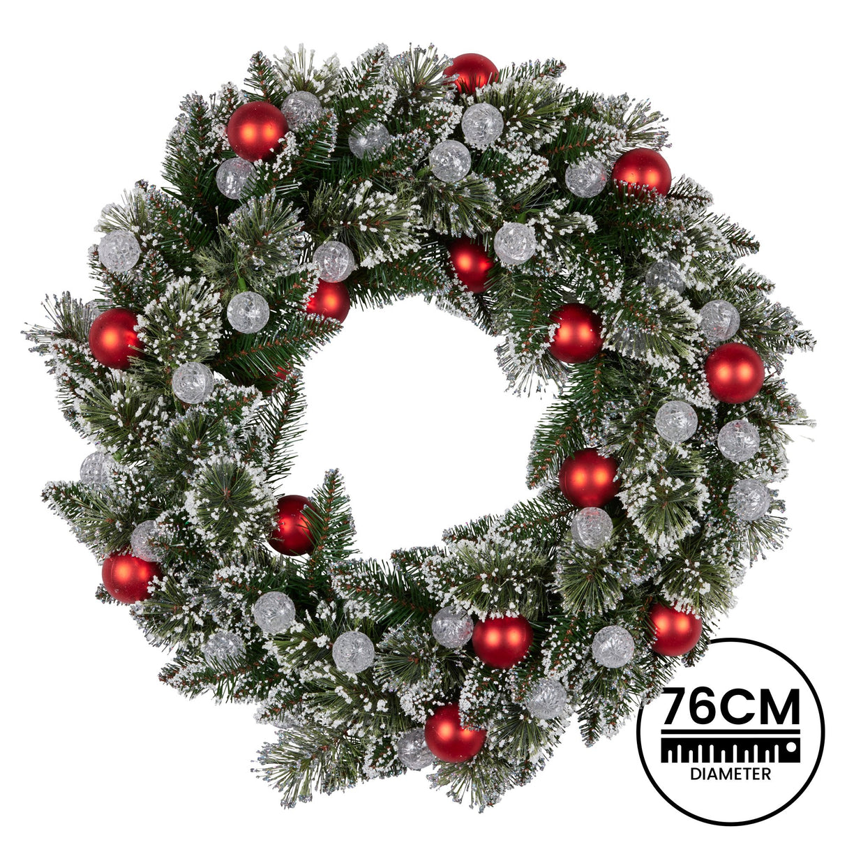 Christabelle 76cm Snowy Bristle Pre-Lit Multicolour Christmas Wreath