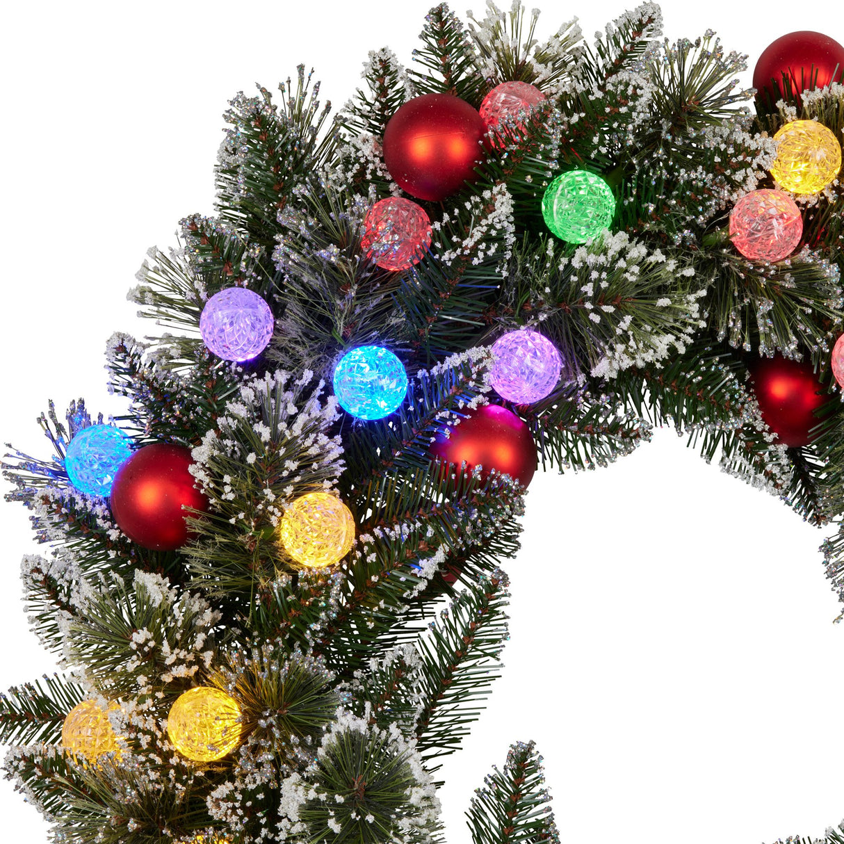 Christabelle 76cm Snowy Bristle Pre-Lit Multicolour Christmas Wreath