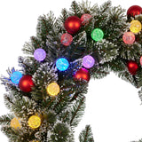 Christabelle 76cm Snowy Bristle Pre-Lit Multicolour Christmas Wreath - Rear View