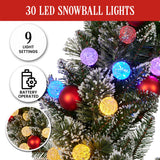 Christabelle 76cm Snowy Bristle Pre-Lit Multicolour Christmas Wreath - Low Angle
