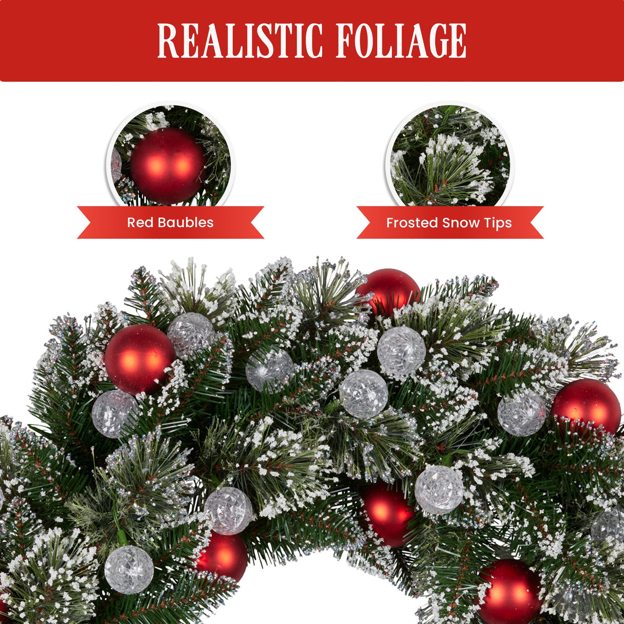 Christabelle 76cm Snowy Bristle Pre-Lit Multicolour Christmas Wreath