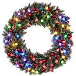 Christabelle Snowy Bristle Multicolour Pre-Lit Christmas Wreath - 122cm