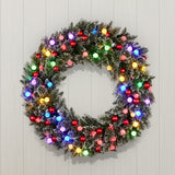 Christabelle Snowy Bristle Multicolour Pre-Lit Christmas Wreath - 122cm - Extra Image