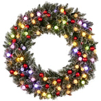 Christabelle Snowy Bristle Multicolour Pre-Lit Christmas Wreath - 122cm