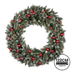 Christabelle Snowy Bristle Multicolour Pre-Lit Christmas Wreath - 122cm