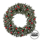 Christabelle Snowy Bristle Multicolour Pre-Lit Christmas Wreath - 122cm - Rear View