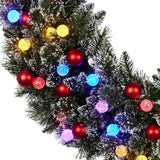 Christabelle Snowy Bristle Multicolour Pre-Lit Christmas Wreath - 122cm - Close-Up Angle