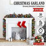 274cm Snowy Bristle Prelit Multicolour Christmas Garland