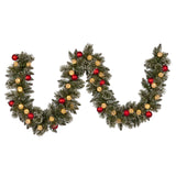 274cm Snowy Bristle Prelit Multicolour Christmas Garland - Side View