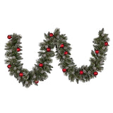 274cm Snowy Bristle Prelit Multicolour Christmas Garland - Top-Down View
