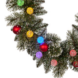 274cm Snowy Bristle Prelit Multicolour Christmas Garland - Rear View