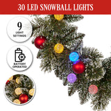 274cm Snowy Bristle Prelit Multicolour Christmas Garland - Low Angle