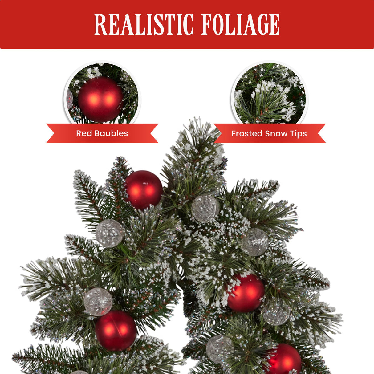 274cm Snowy Bristle Prelit Multicolour Christmas Garland