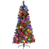 Christabelle Snowy Bristle 2.3m Slim Multicolour Pre-Lit Christmas Tree with 917 Tips - Front View