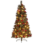 Christabelle Snowy Bristle 2.3m Slim Multicolour Pre-Lit Christmas Tree with 917 Tips