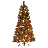 Christabelle Snowy Bristle 2.3m Slim Multicolour Pre-Lit Christmas Tree with 917 Tips - Side View