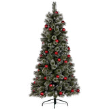 Christabelle Snowy Bristle 2.3m Slim Multicolour Pre-Lit Christmas Tree with 917 Tips - Top-Down View