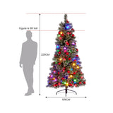 Christabelle Snowy Bristle 2.3m Slim Multicolour Pre-Lit Christmas Tree with 917 Tips - 45-Degree Angle