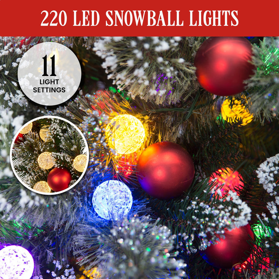 Christabelle Snowy Bristle 2.3m Slim Multicolour Pre-Lit Christmas Tree with 917 Tips