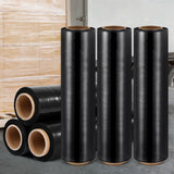 500mm x 400m Stretch Film Pallet Shrink Wrap 6 Rolls Package Use Plastic Black - Close-Up Angle