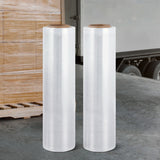 500mm x 400m Stretch Film Pallet Shrink Wrap 2 Rolls Package Use Plastic Clear - Close-Up Angle