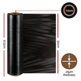 500mm x 400m Stretch Film Pallet Shrink Wrap 4 Rolls Package Use Plastic Black - Front View