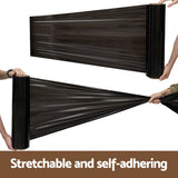 500mm x 400m Stretch Film Pallet Shrink Wrap 4 Rolls Package Use Plastic Black - Top-Down View