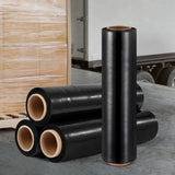 500mm x 400m Stretch Film Pallet Shrink Wrap 4 Rolls Package Use Plastic Black - 45-Degree Angle