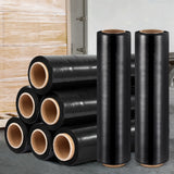 500mm x 400m Stretch Film Pallet Shrink Wrap 8 Rolls Package Use Plastic Black - Close-Up Angle