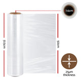 500mm x 400m Stretch Film Pallet Shrink Wrap 4 Rolls Package Use Plastic Clear - Front View