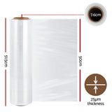 500mm x 400m Stretch Film Pallet Shrink Wrap 8 Rolls Package Use Plastic Clear - Front View