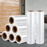 500mm x 400m Stretch Film Pallet Shrink Wrap 8 Rolls Package Use Plastic Clear - Close-Up Angle