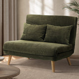 Oikiture Lounge Sofa Bed Polyester Double Seat Green
