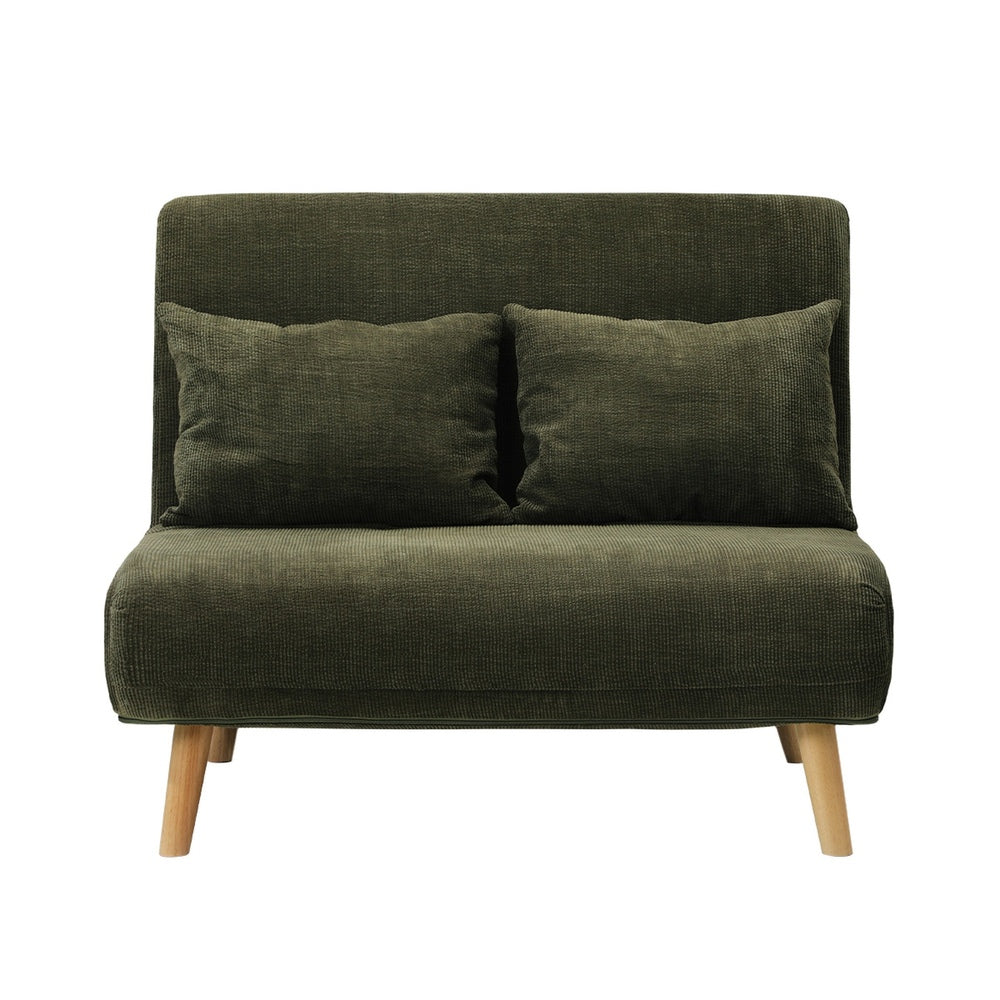 Oikiture Lounge Sofa Bed Polyester Double Seat Green