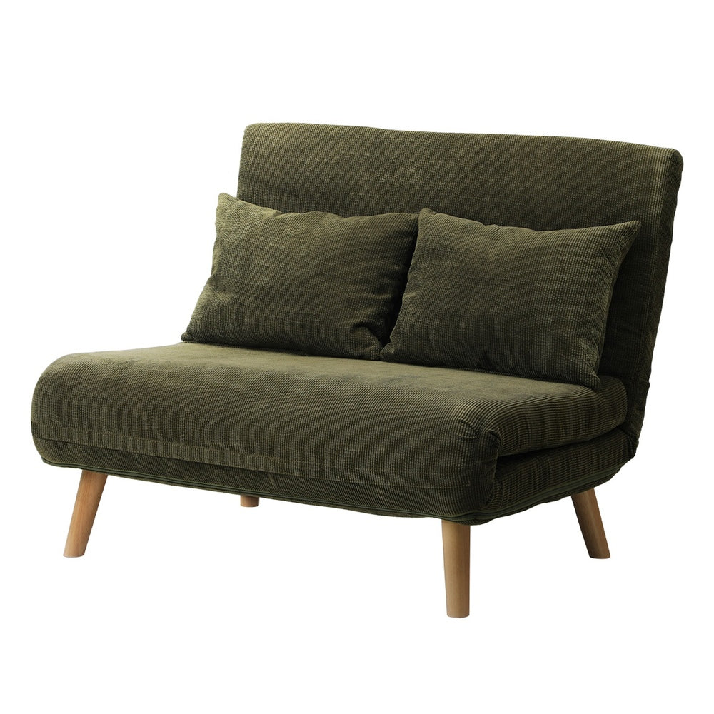 Oikiture Lounge Sofa Bed Polyester Double Seat Green