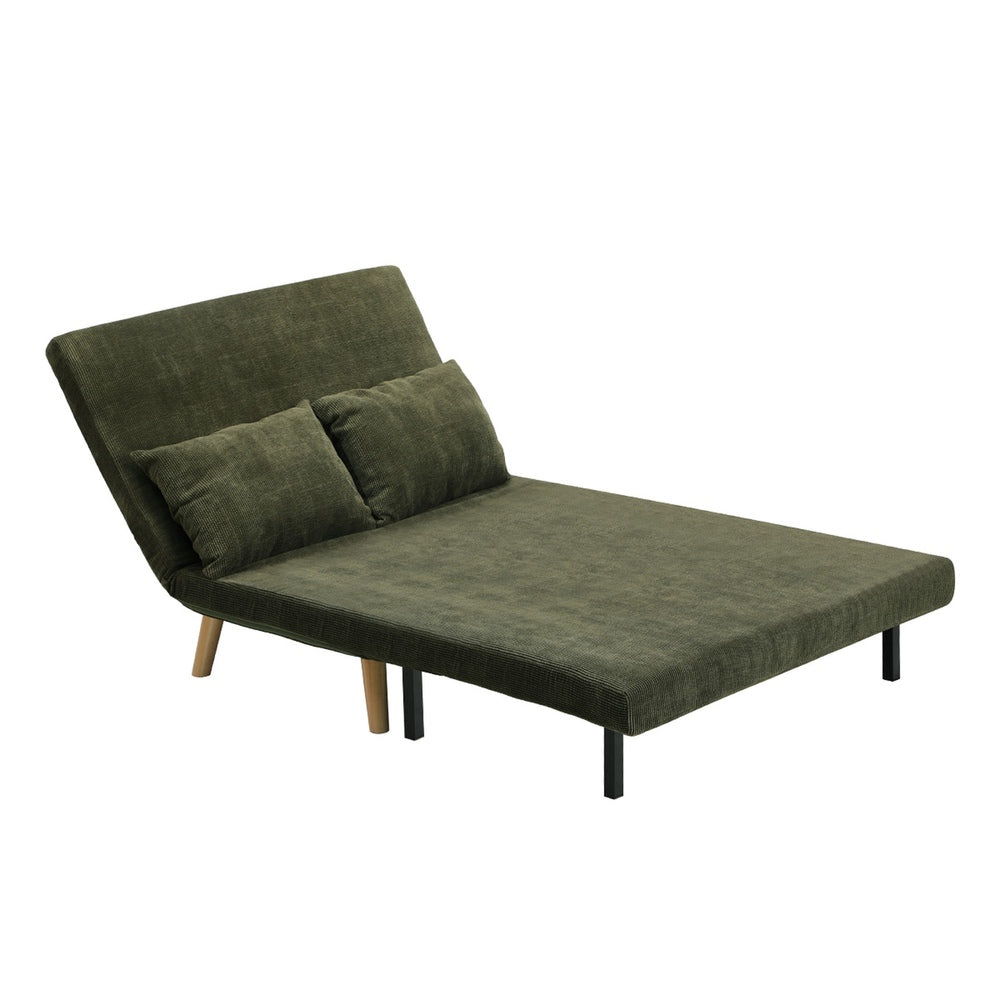 Oikiture Lounge Sofa Bed Polyester Double Seat Green