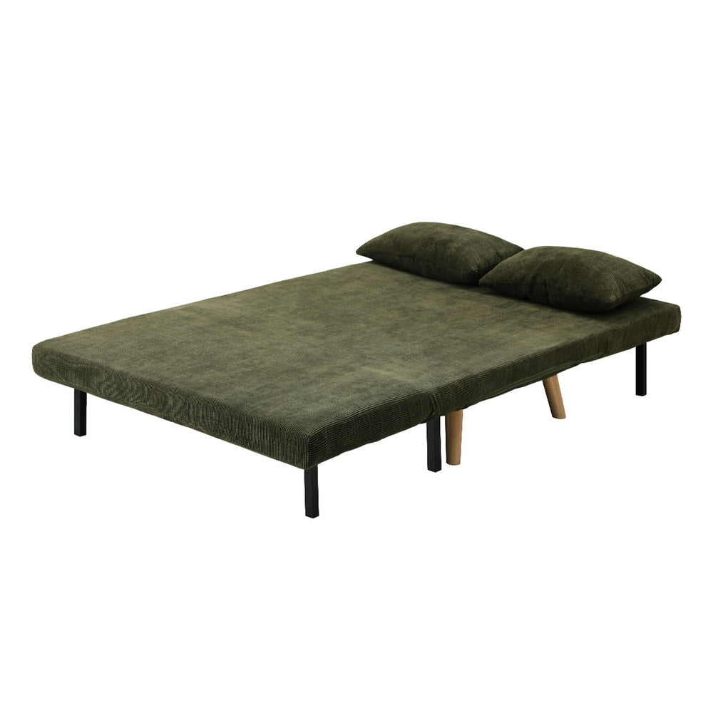 Oikiture Lounge Sofa Bed Polyester Double Seat Green