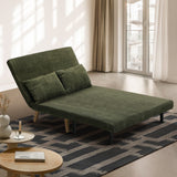 Oikiture Lounge Sofa Bed Polyester Double Seat Green - Rear View