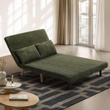 Oikiture Lounge Sofa Bed Polyester Double Seat Green - 45-Degree Angle