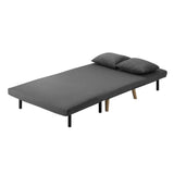 Oikiture Lounge Sofa Bed Linen Fabric Double Seat Grey