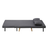 Oikiture Lounge Sofa Bed Linen Fabric Double Seat Grey