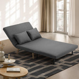 Oikiture Lounge Sofa Bed Linen Fabric Double Seat Grey - Front View