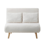 Oikiture Lounge Sofa Bed Sherpa Fabric Double Seat White